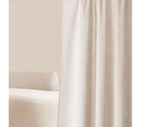 room99 Rideau en Velours avec œillets argentés Charmy 140 x 260 Largeur x Hauteur, Décoration de fenêtre, Rideau Thermique Isolant Anti Froid et Chaleur pour Salon Beige Clair, 1 pièce