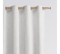 room99 Rideau en Velours avec œillets argentés Charmy 140 x 280 Largeur x Hauteur, Décoration de fenêtre, Rideau Thermique Isolant Anti Froid et Chaleur pour Salon Blanc, 1 pièce