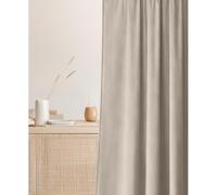 room99 Rideau en Velours avec œillets argentés Charmy 140 x 280 Largeur x Hauteur, Décoration de fenêtre, Rideau Thermique Isolant Anti Froid et Chaleur pour Salon Beige, 1 pièce