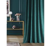 room99 Rideau en Velours avec œillets dorés Charmy 140 x 260 Largeur x Hauteur, Décoration de fenêtre, Rideau Thermique Isolant Anti Froid et Chaleur pour Salon Pétrole, 1 pièce