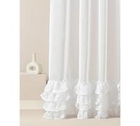 ROOM99 Rideau Voilage Transparent avec Galon Fronceur Flavia 250 x 250 cm Décorations pour Maison Salon Chambre Fenêtre Intérieur Volants Blanc, 1 pièce