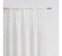 ROOM99 Rideau Voilage Transparent avec Galon Fronceur Lindsay 140 x 230 cm Décorations pour Maison Salon Chambre Fenêtre Intérieur Un Motif raffiné Blanc, 1 pièce