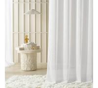 ROOM99 Rideau Voilage Transparent avec Galon Fronceur Sensia 250 x 260 cm Décorations pour Maison Salon Chambre Fenêtre Intérieur rappelle Le Lin Blanc, 1 pièce