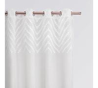 ROOM99 Rideau Voilage Transparent avec Oeillets Lindsay 140 x 240 cm Décorations pour Maison Salon Chambre Fenêtre Intérieur Un Motif raffiné Blanc, 1 pièce