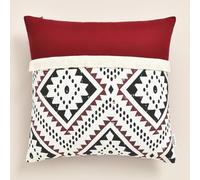 ROOM99 Soho Housse de Coussin décorative, 40 x 40 cm, en Coton, esthétique, Moderne, pour Chambre à Coucher, Salon, Style bohème, avec Franges, Rouge foncé, 1 pièce