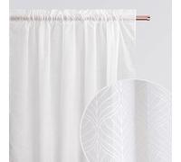 room99 Voilage Transparent avec Galon Fronceur La Rossa 140 x 250 cm Décorations pour Maison Salon Chambre Fenêtre Intérieur Les Dessins Blanc, 1 pièce