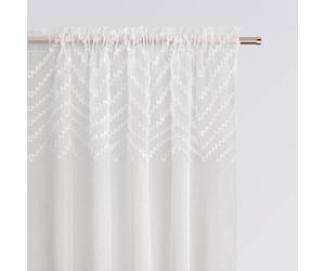 ROOM99 Voilage Transparent avec Galon Fronceur Lindsay 140 x 250 cm Décorations pour Maison Salon Chambre Fenêtre Intérieur Un Motif raffiné Blanc, 1 pièce