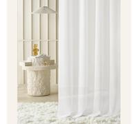 room99 Rideau Voilage Transparent avec Galon Fronceur Novelia 250 x 230 cm Décorations pour Maison Salon Chambre Fenêtre Intérieur l’élégance Classique Blanc, 1 pièce