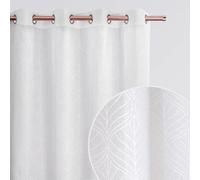 ROOM99 Rideau Voilage Transparent avec Oeillets La Rossa 140 x 230 cm Décorations pour Maison Salon Chambre Fenêtre Intérieur Les Dessins Blanc, 1 pièce