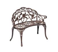 Roomark Banc de Jardin 2 Places, Banc d'Extérieur Métal 91cm Style Rétro Bronze avec Dossier Fleuri, Banquette de Jardin Robuste pour Terrasse Balcon Patio Jardin