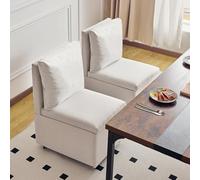Roomark Chaises de Salle à Manger sur roulettes, Chaises de Salle à Manger Rembourrées sans Accoudoirs Ensemble de 2 pièces, Chaises Décoratives pour Salles à Manger, Salons, Chambres (Beige)
