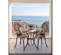 Roomark Ensemble de Bistrot Jardin 3 Pièces en Fonte d'Aluminium Inoxydable, Salon de Jardin Extérieur avec 1Table et 2Chaises, Mobilier de Balcon Vintage avec Motif de Vigne, Bronze