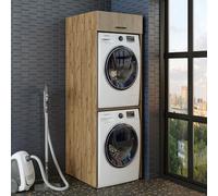ROOMART Armoire de machine à laver, armoire pour sèche-linge et machine à laver, étagère de machine à laver, étagère de salle de bain pour buanderie, H x l x P : 176 x 67 x 65 cm (chêne, hauteur : 196