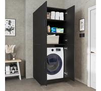 ROOMART Armoire de machine à laver Dora pour machine à laver et sèche-linge, avec étagères, 5 couleurs au choix (chêne noir, sans armoire de rangement : (HBT) : 186 x 70 x 73,8 cm)