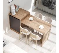 ROOMART Îlot de cuisine « Milano » - Table de cuisine et table à manger avec espace de rangement, combinaison d'armoires de cuisine, LHT : 160 x 85 x 60 cm - Moderne et peu encombrant (chêne