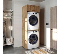 ROOMART Meuble pour machine à laver & sèche-linge, Étagère de salle de bain, HxLxP: 65x67x176