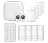ROOMBANKER Kit de système d'alarme maison intelligente - Kit de station (4G/WiFi/LAN) - Avec 4 capteurs de mouvement, 4 capteurs de porte antivol magnétiques, 2 touches et 1 clavier - Application