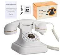 ROOMEDAL Livre d'or Audio pour téléphone de Mariage, enregistrez Un Message Audio personnalisé avec Le Livre d'or Audio pour téléphone rétro pour Mariage, Anniversaire, fête, Confession (Blanc)