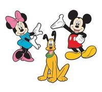 ROOMMATES 3 Stickers Mickey Mouse & Minnie & Pluto 3D Relief Mousse Multicolors