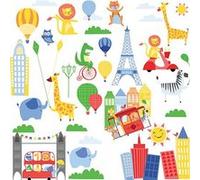 ROOMMATES 32 Stickers Animaux Safari en ville Roommates G