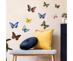 ROOMMATES EMB5064SCS Ornements Papillons colorés Autocollants muraux à décoller et à Coller, Bleu, Rouge, Jaune, Rose