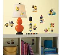 ROOMMATES Lot de 16 stickers MINIONS LE FILM repositionnables 4 feuilles de 10,1cm x 44,1cm