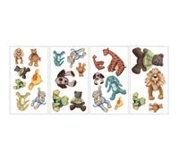 ROOMMATES Lot de 23 stickers PELUCHES ANIMAUX repositionnables 4 feuilles de 10.1 x 44.1 cm