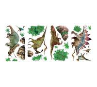 ROOMMATES Lot de 25 stickers DINOSAURES JURASSIQUE repositionnables - Jusqu'à 35 cm 4 feuilles de 10,1cm x 44,1cm