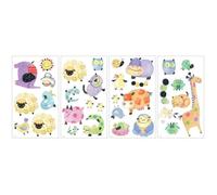 ROOMMATES Lot de 33 stickers POLKA ANIMAUX A POIS repositionnables 4 feuilles de 10,1 x 44,1 cm