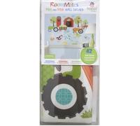 ROOMMATES Lot de 42 stickers ANIMAUX DE LA FERME repositionnables 4 feuilles de 10,1cm x 44,1cm