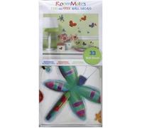 ROOMMATES Lot de 51 stickers PAPILLONS ET LIBELLULES repositionnables 4 feuilles de 10,1cm x 44,1cm