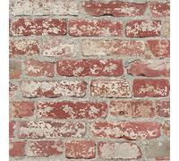 ROOMMATES Papier Peint Auto-adhésif Briques Rouges - Stuccoed Red Brick
