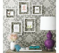 ROOMMATES Papier Peint Auto-adhésif Damask Grey
