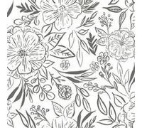 ROOMMATES Papier peint rouleau auto-adhésif - Motifs Floraux noir et blanc Multicolors G
