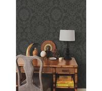 ROOMMATES Papier peint rouleau auto-adhésif - Style Baroque Noir (Motifs Floraux) Multicolors G