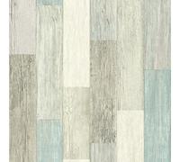 ROOMMATES RMK10840WP Papier Peint adhésif Coastal Weathered Plank, Bleu/Marron, 20.5" x 16.5 Feet