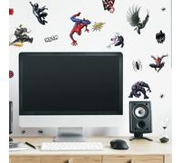 RoomMates RMK4233SCS SpiderMan Personnages pr f r s Peel and Stick 32 Stickers muraux Noir Rouge Bleu