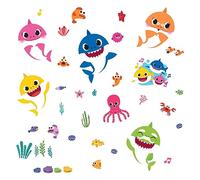 RoomMates RMK4303SCS Stickers Baby Shark repositionnables, Bleu, Rose, Jaune