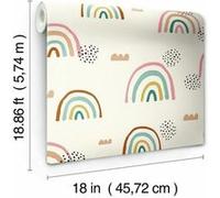 ROOMMATES Rouleau de papier peint auto-adhésif - Arc-en-ciel - Taupe Blanc G