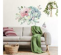 ROOMMATES Sticker géant Fleurs Succulents en aquarelles repositionnable, Vinyle, Multicolore, 1 Feuille de 92,71 cm x 58,74 cm