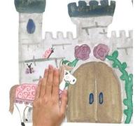 ROOMMATES Sticker Mural Géant Château de la Princesse et du Prince avec lettres de l'alphabet pour personnaliser Multicolors G
