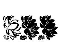 ROOMMATES Sticker Mural Géant Fleur de Lotus avec Lignes Noires Noir G