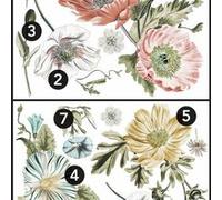 ROOMMATES Sticker mural géant Pavot Floral Vintage Rouge G