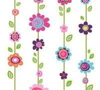 ROOMMATES Sticker géant GUIRLANDES DE FLEURS repositionnable 25x5cm 45,7cm x 101,6cm et 22,9cm x 101,6cm