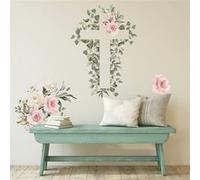 Sticker Géant croix et fleurs repositionnable