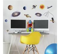 RoomMates stickers muraux navette spatiale planètes vinyle 24 pièces Multicolors G