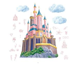 RoomMates Stickers repositionnables Géant Château de Princesse Disney et guirlande lumineuse leds, Rose, Bleu, Vert