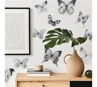 ROOMMATES EMB5066SCS Ornements Papillons Noirs et Blancs Autocollants muraux à décoller et à Coller