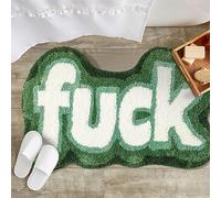 RoomTalks Tapis de bain amusant et mignon vert avec envers en caoutchouc antidérapant, lavable en machine, mots bohème, unique, funky groovy tendance, tapis de bain amusant pour elle/lui