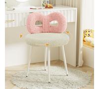 ROOMTEC Chaise de bureau pivotante avec dossier, chaise de bureau rembourrée moderne pour chambre à coucher, salon (rose et blanc cassé)